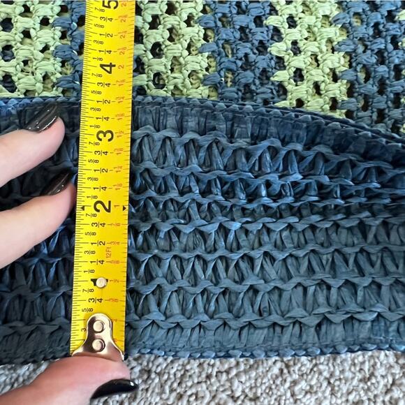 NWT Universal Thread Straw Tote Purse Yellow and Blue - Picture 5 of 10